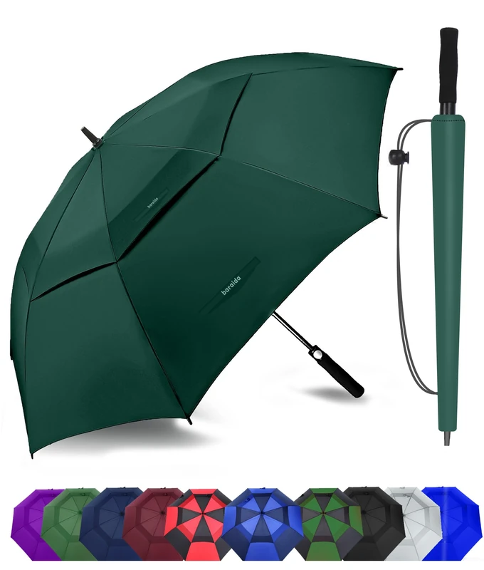 Baraida Golf Umbrella Large 62/68/72 Inch, Extra Large Oversize Double Canopy Vented Windproof Waterproof Umbrella, Automatic Open Golf Umbrella for Men and Women and Family.(68 inch, Alpine Green)