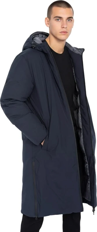 Schott NYC Mixed Fargo Long Zip Down Jacket Welded SCHOTT, Blue, L