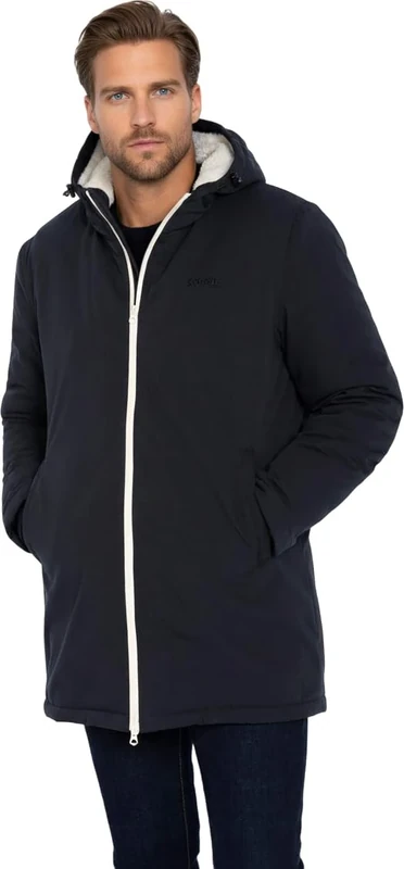 Schott NYC Bluster Schott Sherpa Lined Hooded Jacket, Navy Blue, M
