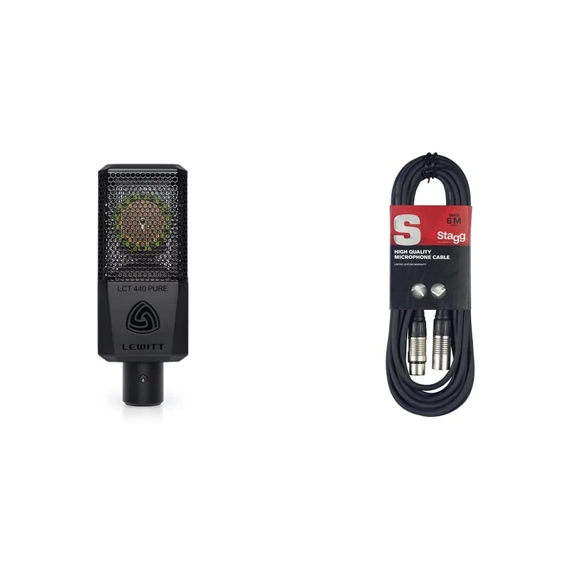 Lewitt LCT 440 PURE XLR condenser microphone for voice, singing, instrument recording, and streaming & Stagg SMC6 6 metre standard microphone cable