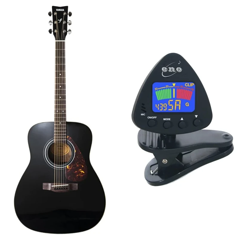 Yamaha F370 Full Size Steel String Acoustic Guitar - Traditional Western Body & Clip on Chromatic Tuner
