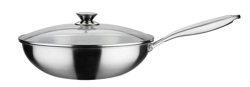 GSW Asia 868402 Wok Pan with Glass Lid Diameter 32 cm