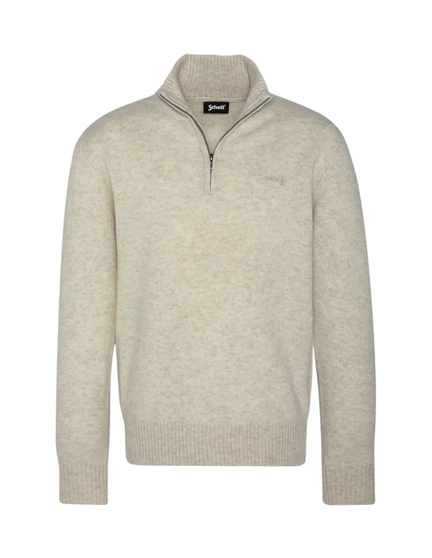 Schott NYC PLLANCE2 Sweater, Heather Off White, S for Men