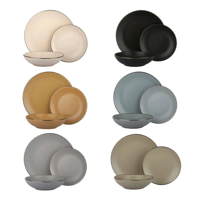 Sahara Porcelain Stoneware Plates Set of 18 - Image 1