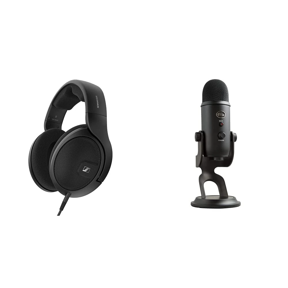 Sennheiser HD 560S, Open back reference-grade headphones for audio enthusiasts, Over Ear, Black & Blue Yeti USB Microphone for Recording, Streaming, Gaming, Podcasting on PC and Mac - Black