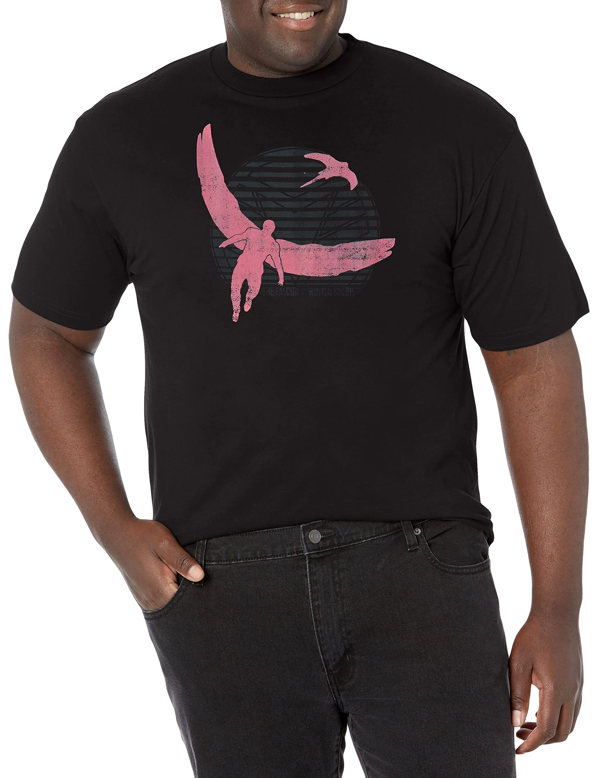 Marvel Men's Falcon Redwing T-Shirt, Black, XL Big Tall