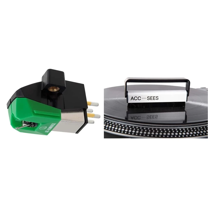Audio-Technica AT-VM95E Dual Moving Magnet Cartridge with Elliptical Bonded Stylus & Acc-Sees APV015 Pro Vinyl Carbon Fibre Vinyl Cleaning Brush - Anti-Static, silver, 2.0 cm*12.0 cm*14.0 cm