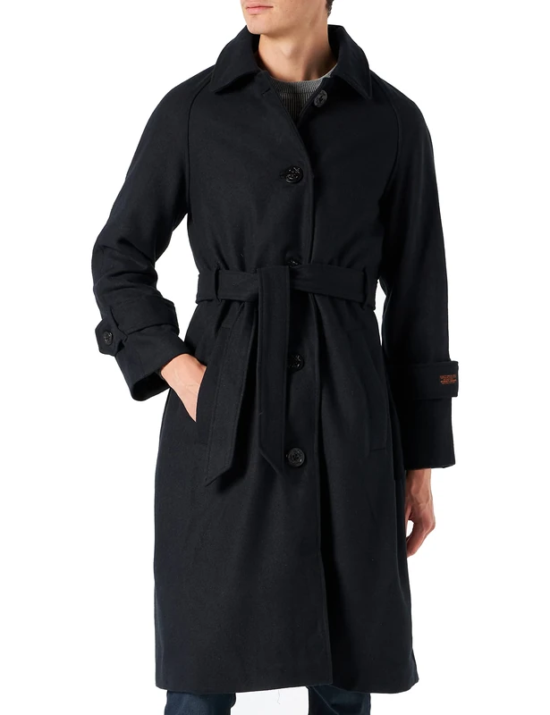 Schott NYC Jkttexasw Schott Women's Long Wool Peacoat, Navy Blue, S