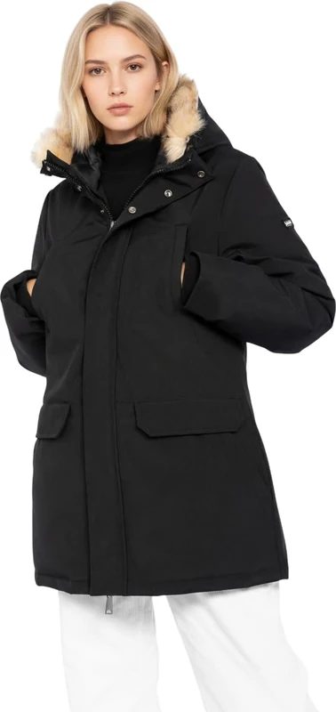 Schott NYC Mixte Jktnellyw PARKA CAPUCHE FAUSSE FOURRURE SCHOTT, Noir, M EU