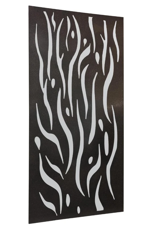 MirrorOutlet Metal Garden Screen Mirror Extra Large Flame Effect 180cm x 90cm, Black, 180 x 90 cm