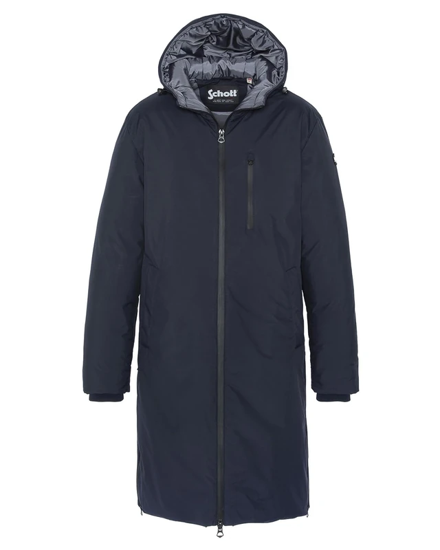Schott NYC Fargo Long Zip Welded Down Jacket, Schott, Navy, S, Adult