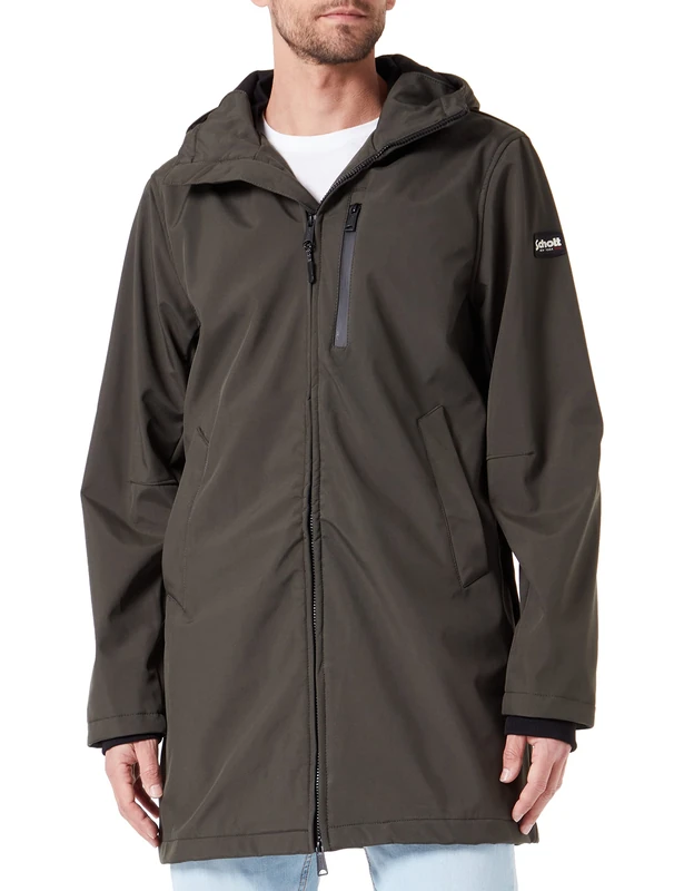 Schott NYC Kalvin Schott Long Zip Hooded Jacket, Khaki, 3XL