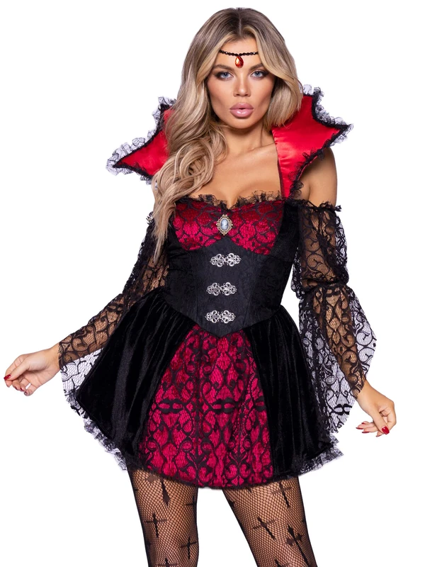 Leg Avenue 87146-01102 Victorian Vampire, Medium, Black/Red Costume, Multicolored, M