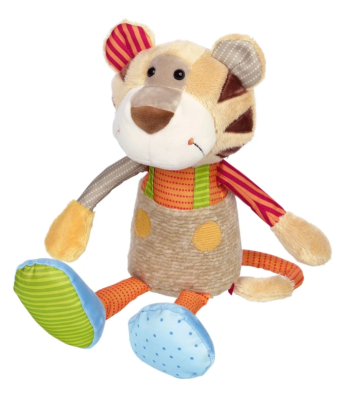 SIGIKID 42852 Soft Toy Tiger Patchwork Sweety Cuddly Toy for Playing and Cudding, Made of Soft Material Mix for Babies and Children, Boys and Girls from 0 Months to 8 Years, Multicoloured, Tiger 30 cm - Image 1