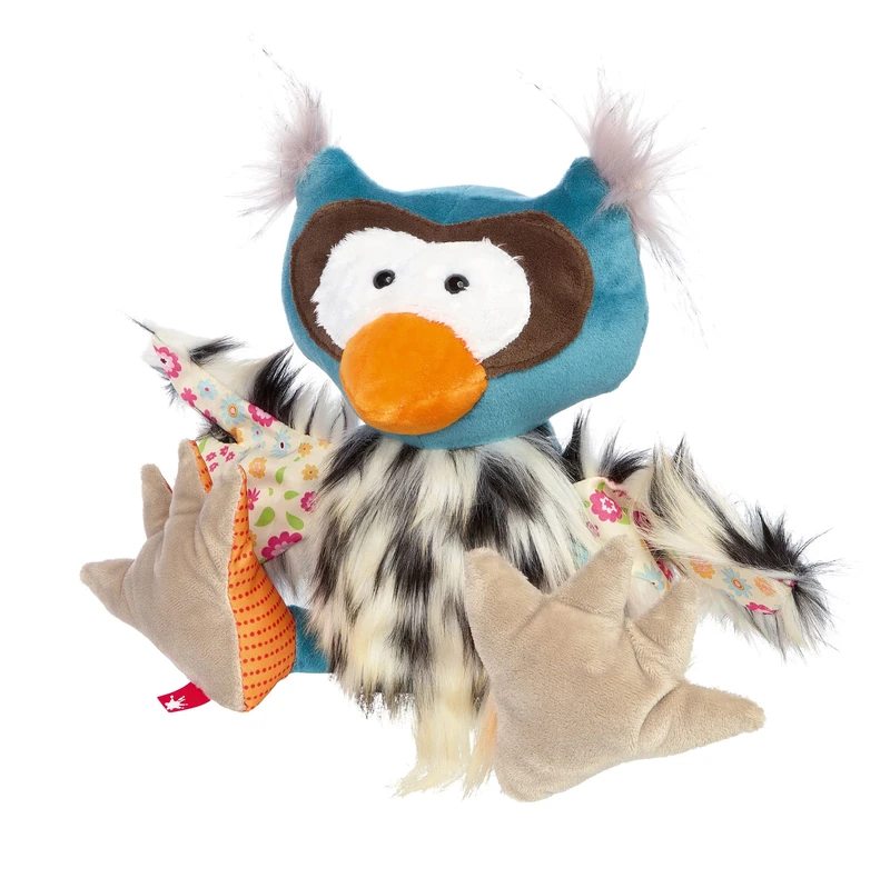 Sigikid 42854 Soft Toy Owl Patchwork Sweety Cuddly Toy for Playing and Cudding, Made of Soft Material Mix for Babies and Children, Boys and Girls from 0 Months to 8 Years, Multicoloured, Owl 28 cm - Image 1