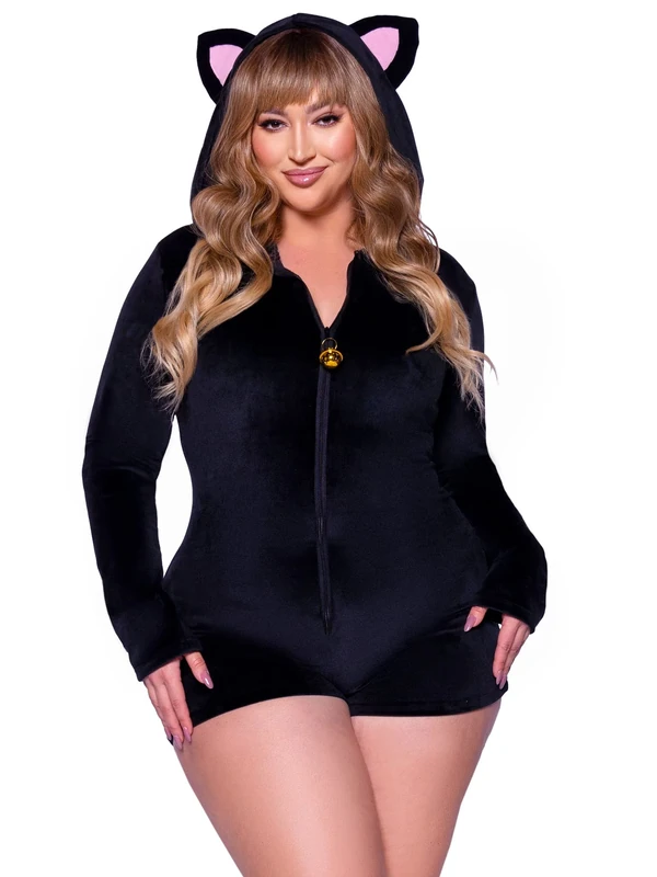 Leg Avenue 87142x-00108 Comfy Cat Costume, 1x-2x, Black Adult Sized, Women, Solid, 2X - Image 1