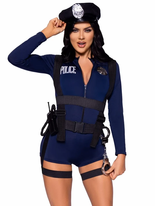 Leg Avenue 87135-03803 87135 03803 police Carnival Costume, Theme Party, Women, Blue, Silver, L (Taglia Italiana 44)