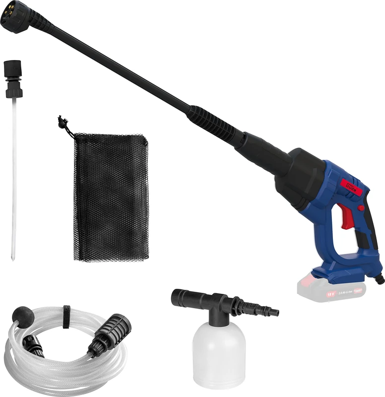 Güde Battery Pressure Washer DR 18-0 (18 V, Easy-Energy-Exchange, 22 Bar Max. Pressure, 120 l/h Max. Flow Volume, 6-Way Multifunctional Nozzle, Self-priming, without Battery and Charger)