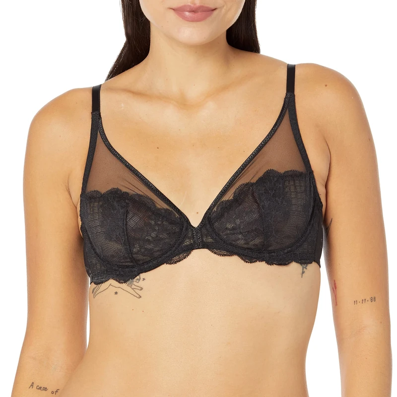Simone Perele Women's Reve Sheer Plunge Bra, Black, 38C