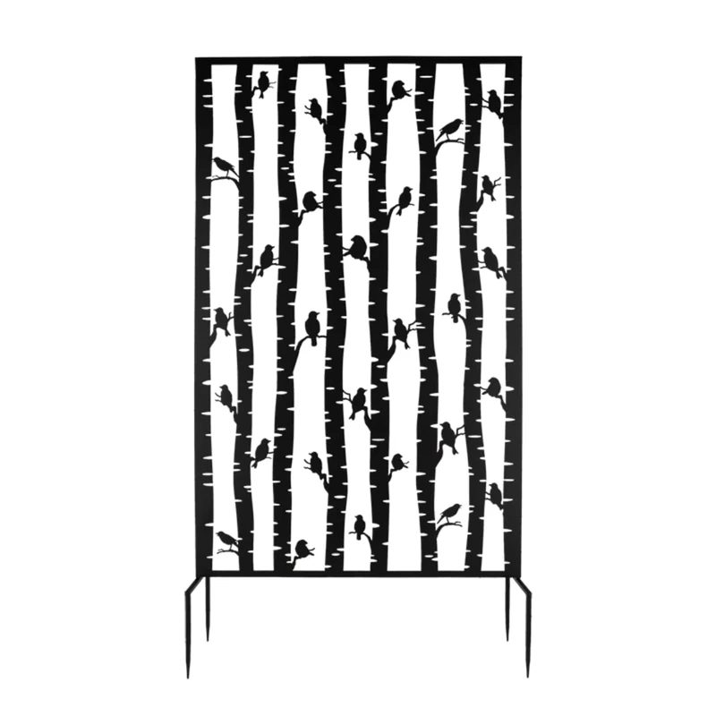 Esschert's Garden Trellis Privacy Screen with Iron Birds Design