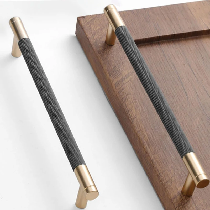 Gutuwellea 12 Pack 7 1/2 Inch 192 mm Gold and Grey Cabinet Handles Cabinet Pulls Aluminum Handles Knurled Drawer Pulls Oxidation Finish with Diamond Pattern 8.6" Length (7.5" Hole Center)