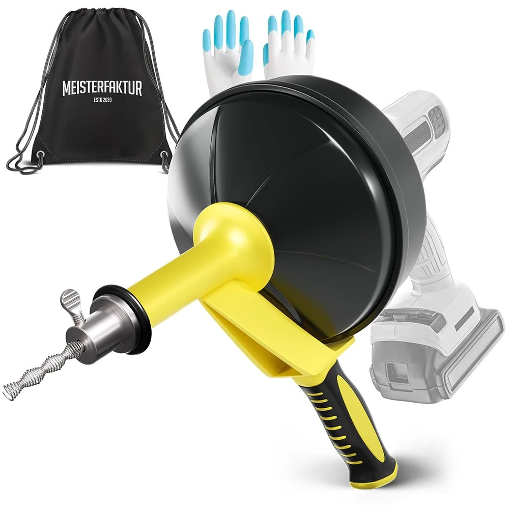 Drain Snake [25 FT] - with Drill Attachment - Ideal Plumbing Snake for Sink and Drain Unblocking - Solid Drain Unblocker Tool for Real DYIs!