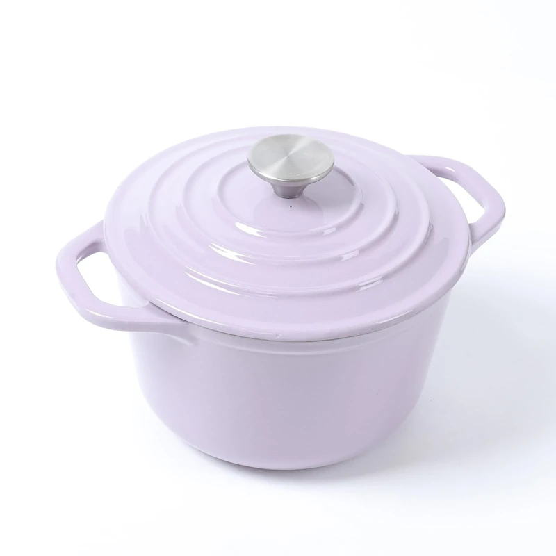 HAWOK 1.5 qt Enameled Cast Iron Dutch Oven, Dia. 6.3 inch with Lid, Purple