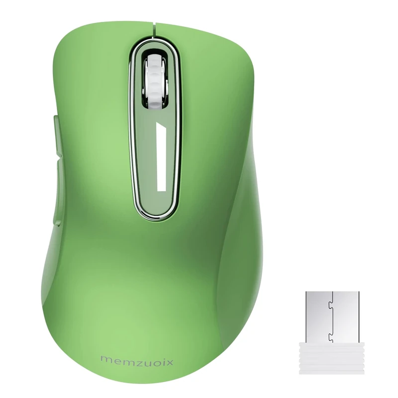 memzuoix 2.4G Wireless Mouse, 1400 DPI Mobile Optical Cordless with USB Receiver, Portable Computer Mice Wireless Mouse for Laptop, PC, Desktop, MacBook, 5 Buttons (Green)