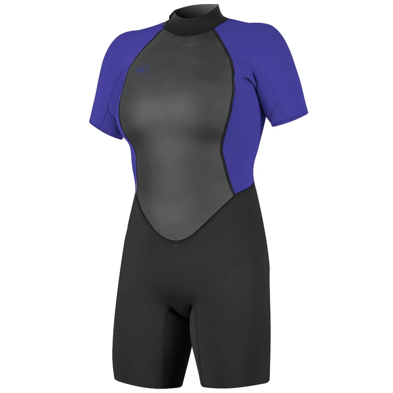 O'Neill Women Reactor II 2mm Back Zip Shorty Wetsuit - Black Cobalt - 10