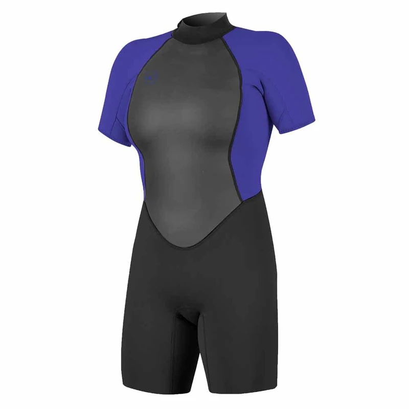 O'Neill Women Reactor II 2mm Back Zip Shorty Wetsuit - Black Cobalt - 14