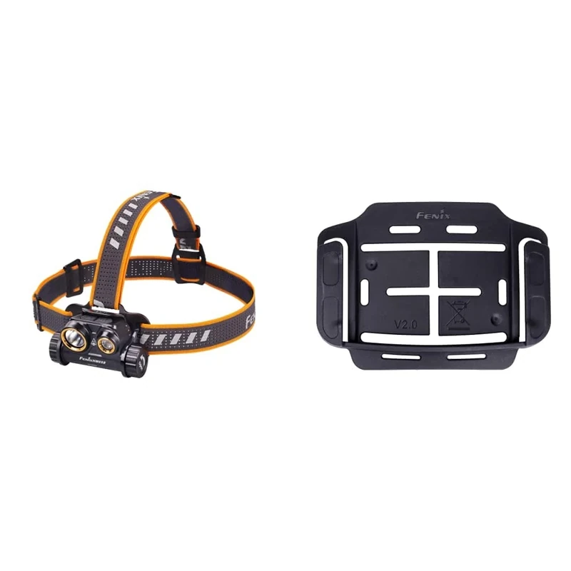 fenix HM65R Rechargeable 1400 Lumen Headlamp, Black, & ALG-03 V2.0 Helmet Mount HL60R HM65R & HL55, Black,