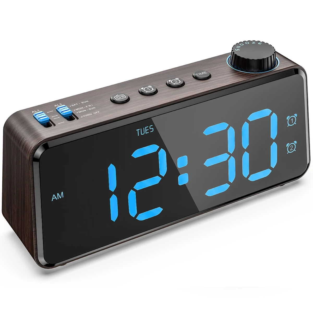 ANJANK Bedside Radio Alarm Clock - 0-100% Dimmer, Dual Alarm with Weekday or Weekend Mode, USB Charger, Easy to Set, Mains Power with Battery Backup, Large Display Easy to Read Across The Room