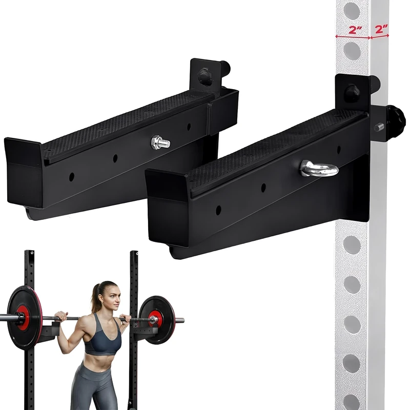 Yes4All Premium Barbell Safety Squat Bar Attachment - 1,000 LBS (453 kg) Capacity Squat Rack Spotter Arms 2x2 – Adjustable Height