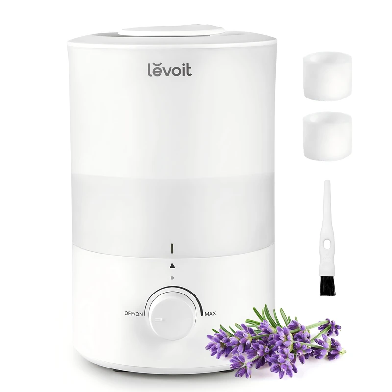 Levoit Smart Humidifiers for Bedroom Large Room Home , 6 L Top-Fill Warm & Cool Mist Humidifier for Plants | Baby, Intelliengent Humidity Monitor - Essential Oil & Timer, Up to 50H for 70 ㎡, Gray