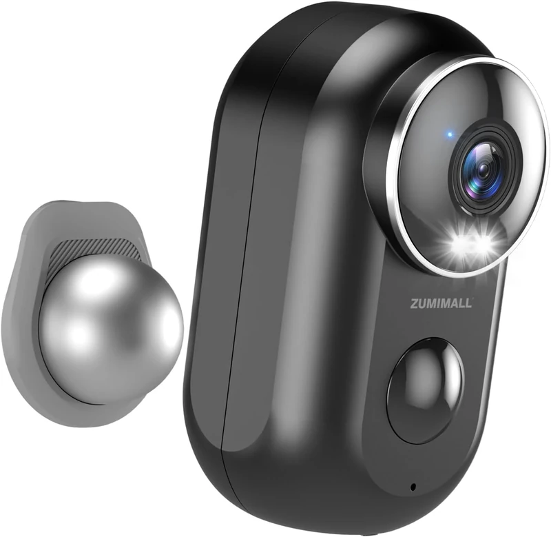 ZUMIMALL Outdoor Battery Surveillance Camera WiFi Wireless Surveillance Camera Outdoor / Indoor PIR Motion Sensor 1080P Night Vision IP66 Waterproof Supports 2.4G Wi-Fi Black