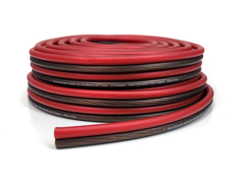 KnuKonceptz Kord Speaker Kable 10 Gauge Oxygen Free Copper Speaker Wire 50' Red/Black