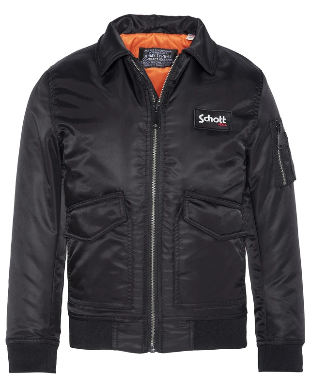 SCHOTT NYC Boy's 210100B BOMBERS KIDS CWU SCHOTT, Black, 16