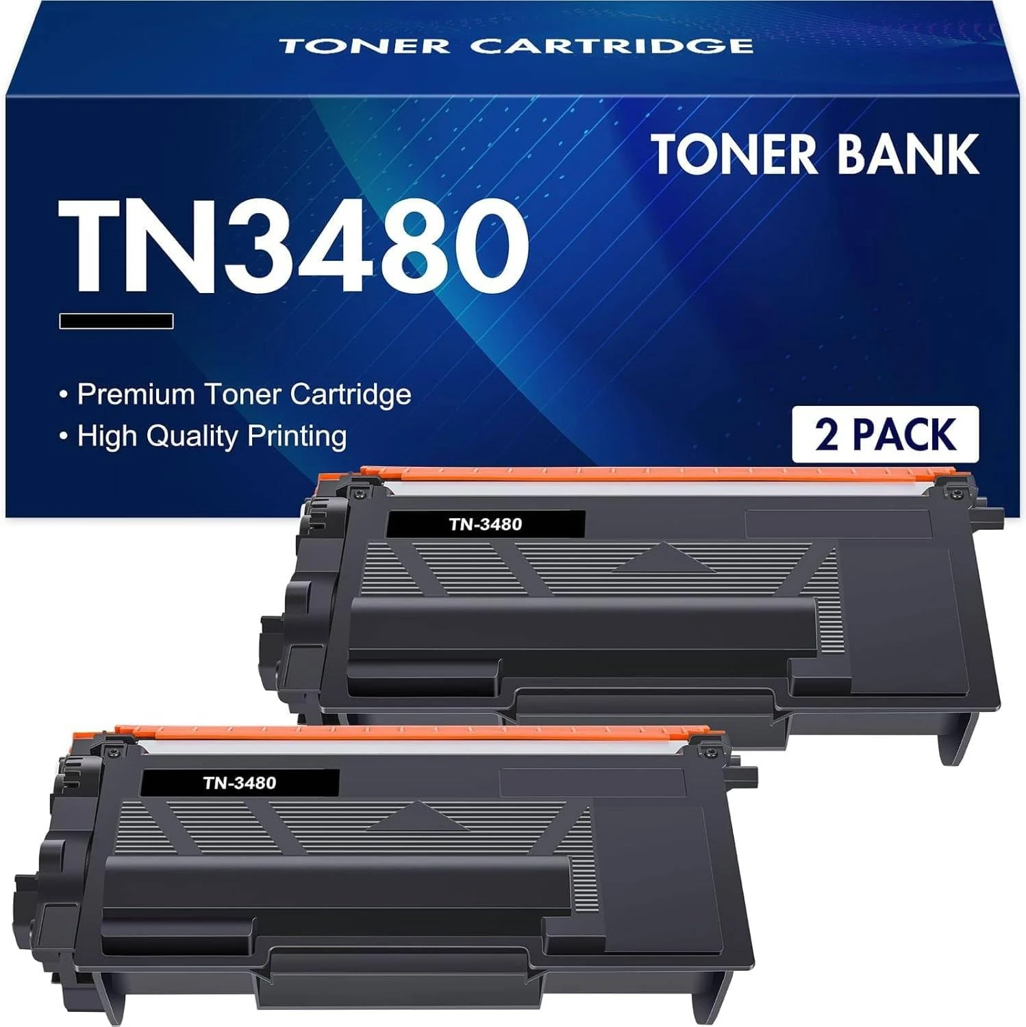 Toner Bank TN3480 Compatible for Brother TN-3480 TN3480 HL-L5100DN Toner Cartridge HL-L5200DW MFC-L5750DW MFC-L5700DW HL-L6400DW HL-L5000D HL-L5200DWT TN-3430 TN3430 TN 3480 TN 3430 (Black, 2-Pack)