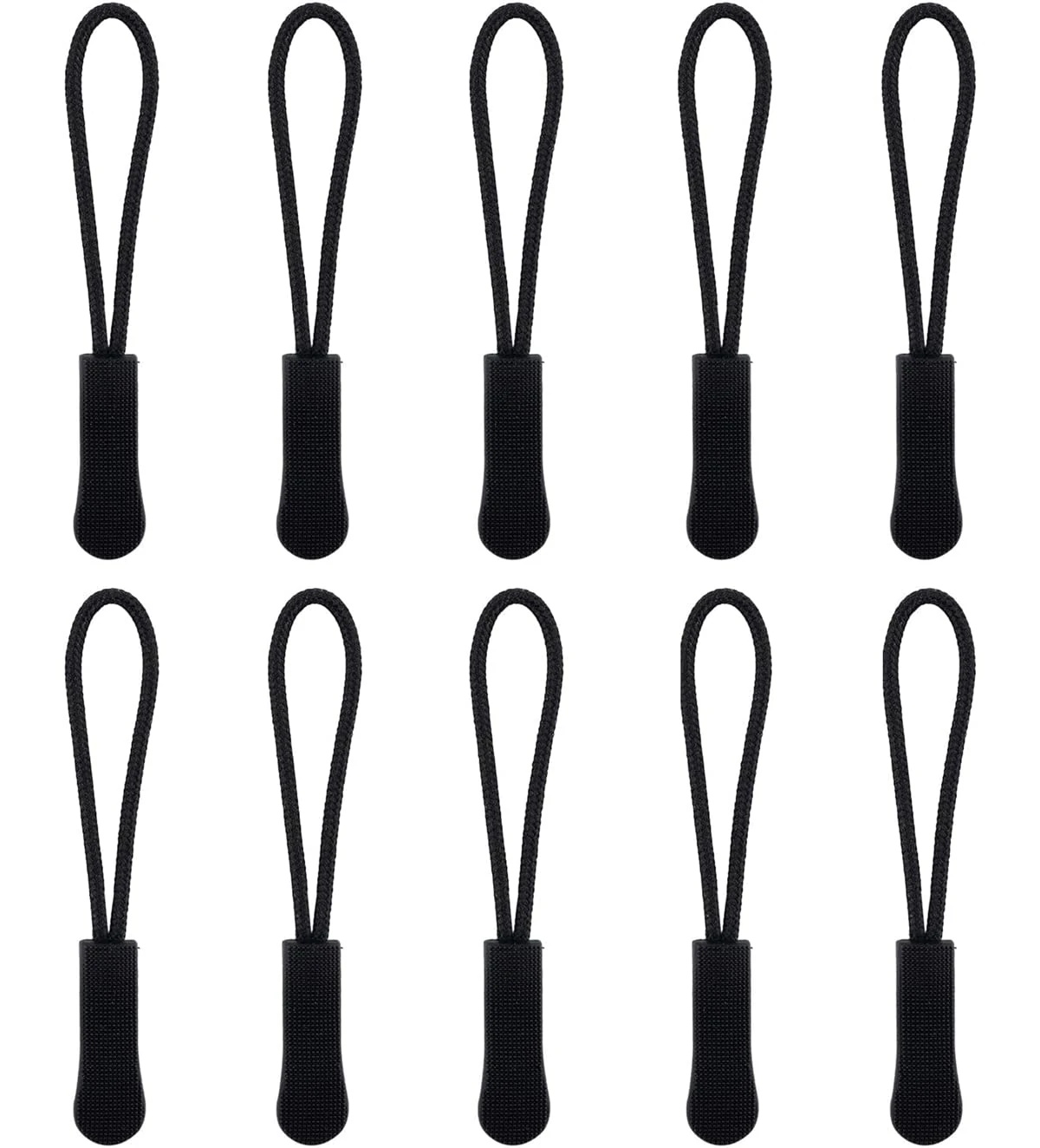 Zipper Pulls 10 Pack Black Zip Tags Cord Pulls, Zip Puller Replacement for Backpacks, Bags, Luggage, Suitcases, Jackets (Black-10PCS)