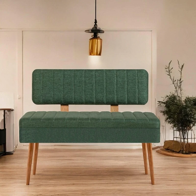 Dmora Muliphein Bench, Multi-Purpose Bench, Guest Seat, Multifunctional Chest, 90 x 39 x 40 cm, Oak and Green
