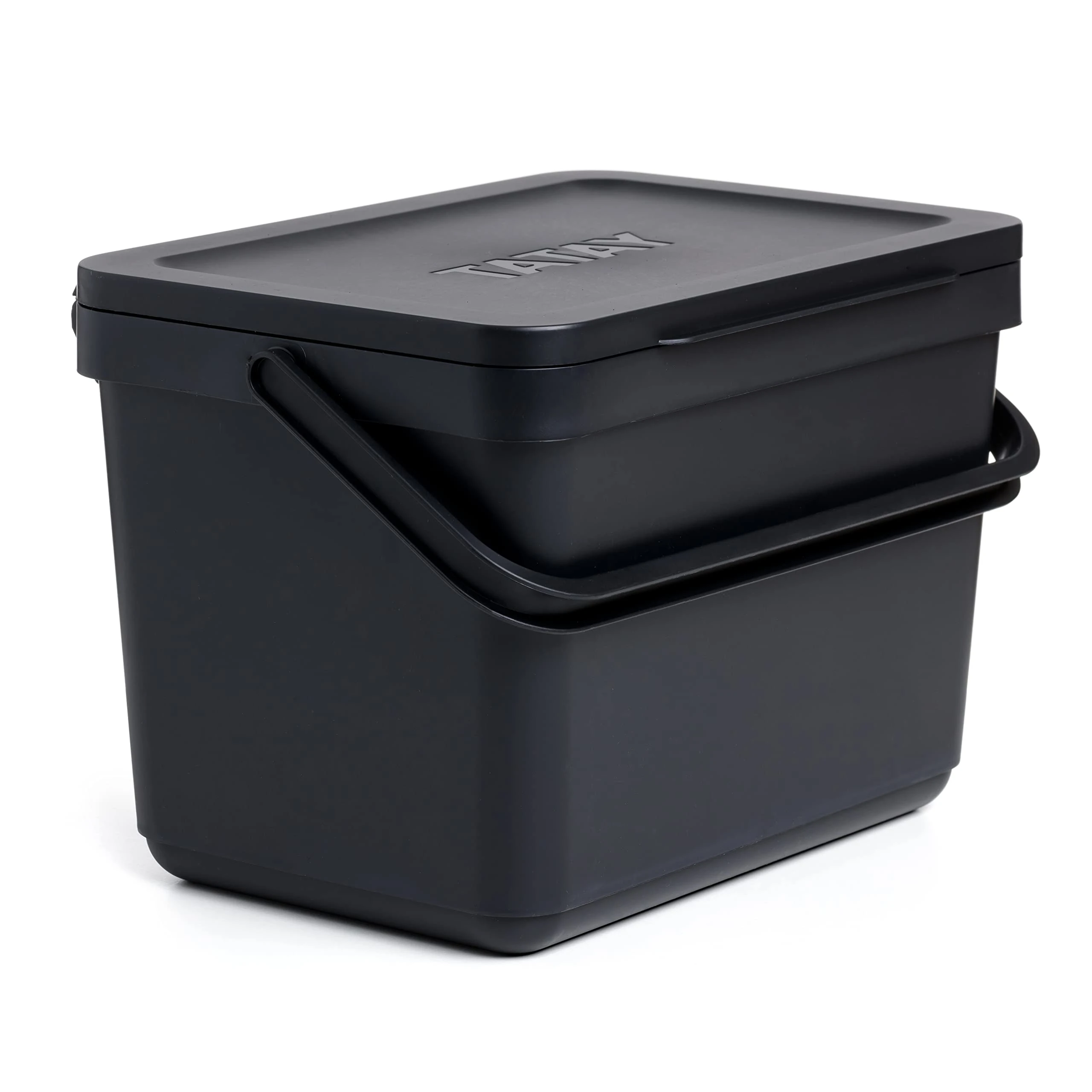 TATAY Kitchen Food Waste Caddy 6L | Organic Bin Smart Without Bracket | Compact and Functional Design | Made from 100% Recycled Materials | 26.5x20.5x18.5 cm, Colour Black