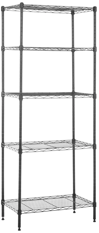 Amazon Basics 5-Shelf Narrow Storage Unit With Height Adjustable Shelves & Levelling Feet, Black, 60.1cm x 35.6cm x 152.4cm, No Wheels