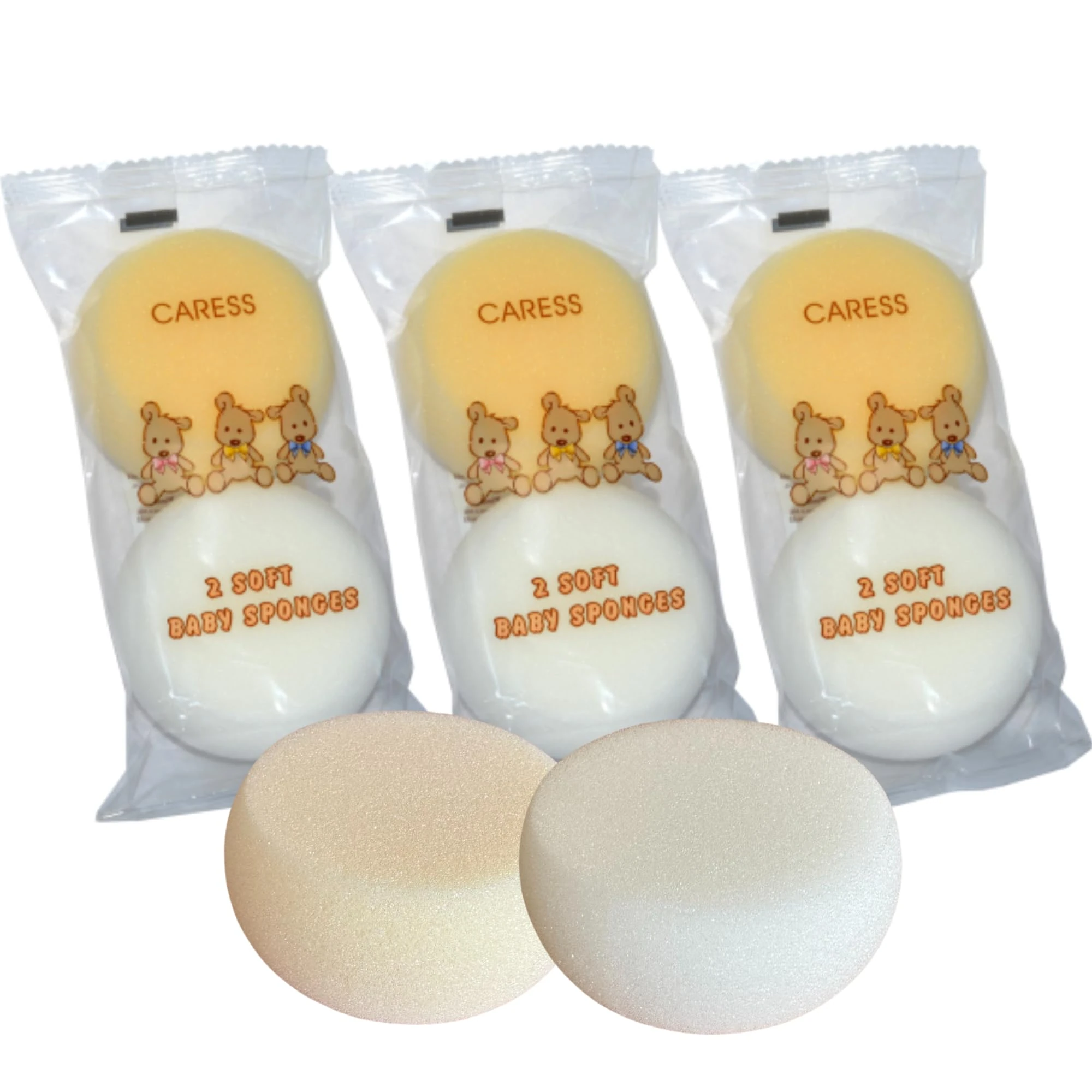 6 x Baby Bath Sponge Natural Body Puff, Soft and Gentle on Small Newborns and Older Babies - Perfect for Sensitive Skin, Bathrooms, Children and Bathing