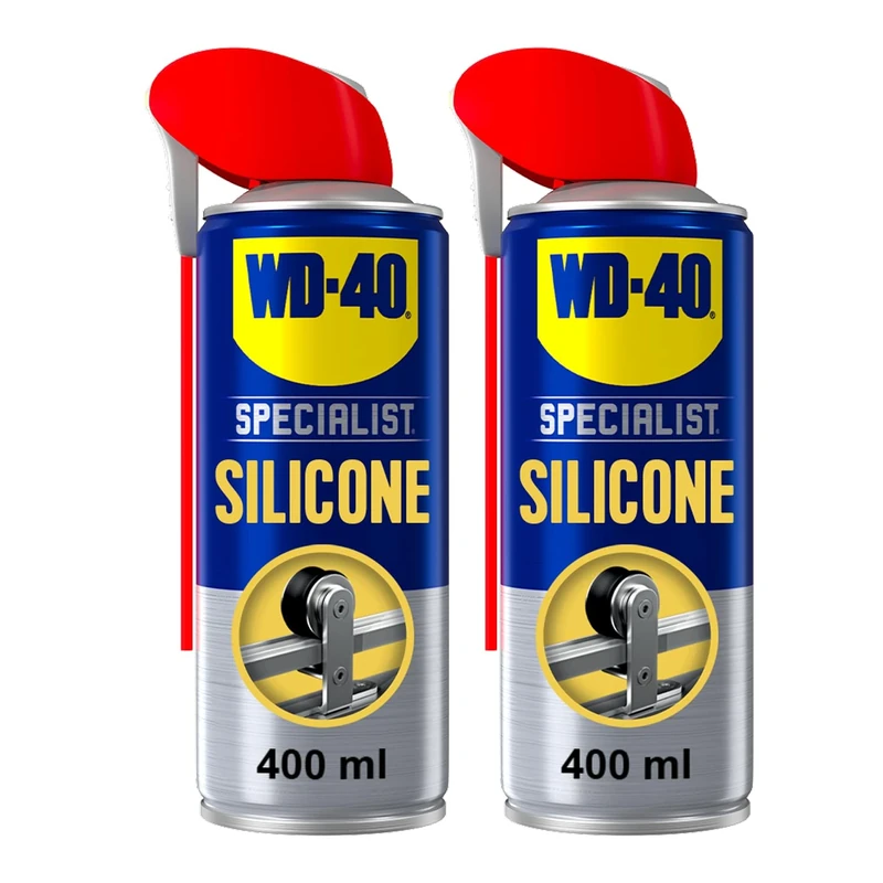 WD-40 Specialist Silicone Spray Lubricant Twin Pack - 2 x 400ml Cans - Versatile All-Weather Protection for Extended Tool Life, Repels Moisture, Dust, and Grime - Smart Straw Applicator Included