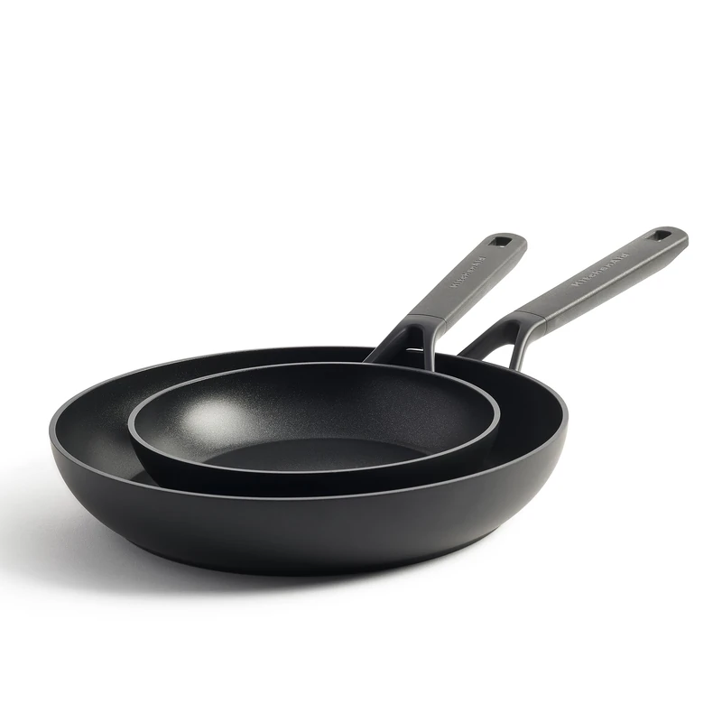 KitchenAid Classic Forged Hard Anodized PFAS-Free Healthy Ceramic Non-Stick, 20 cm and 28 cm Frying Pan Set, Induction, Oven Safe, Black - Image 1