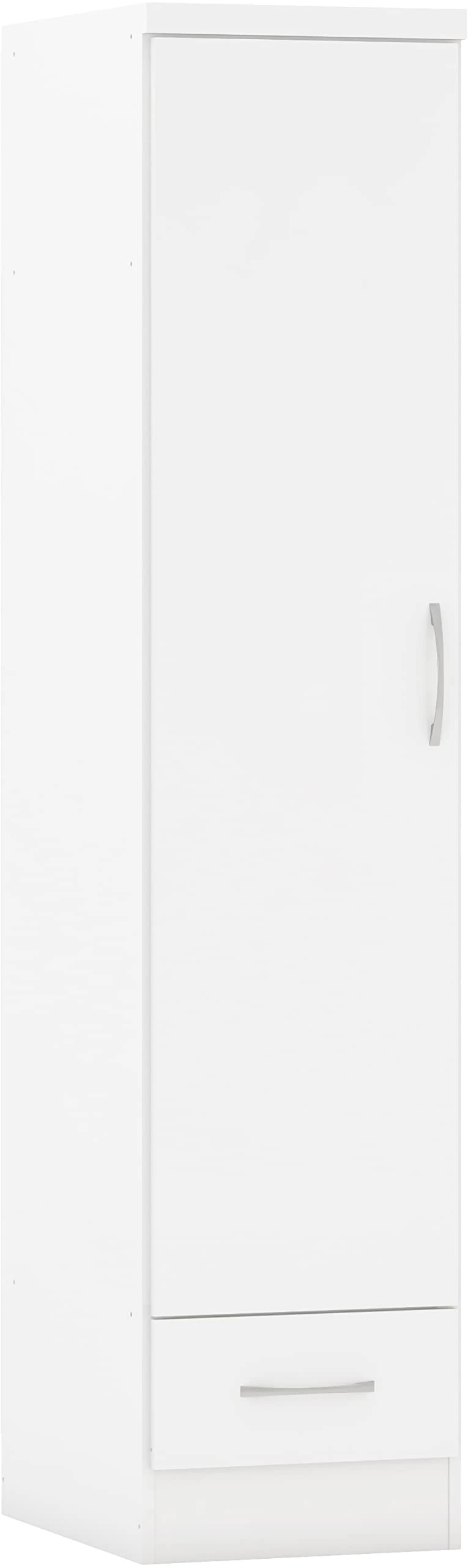 Seconique Nevada 1 Door 1 Drawer Wardrobe in White Gloss