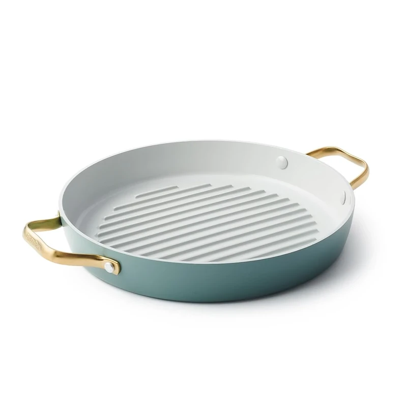 GreenPan Padova Hard Anodized Healthy Ceramic Nonstick, 11" Grill Pan with Lid, Black - Image 1