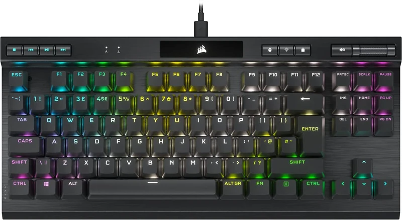 Corsair K70 RGB TKL CHAMPION SERIES Tenkeyless Optical-Mechanical Wired Gaming Keyboard – OPX Linear Switches – PBT Double-Shot Keycaps – iCUE Compatible – QWERTY UK – Black