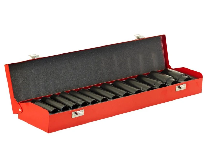 Amtech I7405 13 Piece 1/2 Inch Drive Deep Impact Socket Set, Metric 11mm - 32mm, Square Drive, CR-V, Storage Case