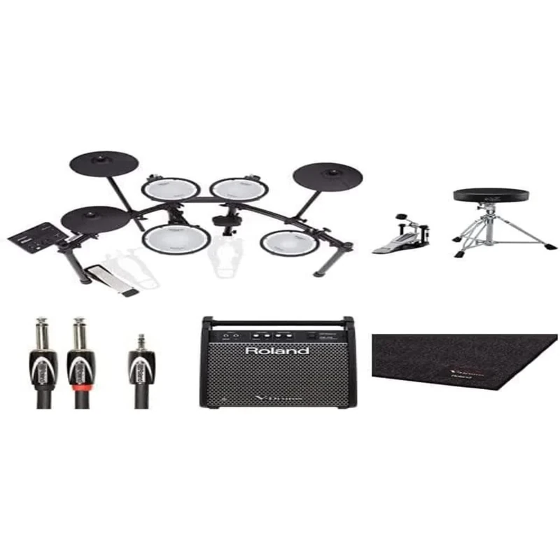 Roland TD-07DMK V-Drums Kit Bundle with Accessories, Drum Mat, Personal Drum Monitor, Interconnect Cable